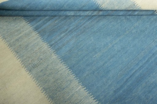 Full view of New Modern Design rug from Iran / Persia, 237 × 171 cm in Blue tones