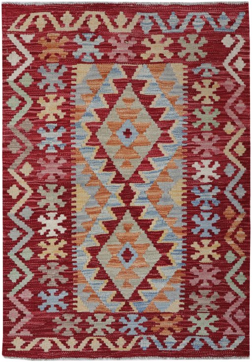 Full view of New Modern Design rug from Pakistan, 113 × 79 cm in Multi Color tones