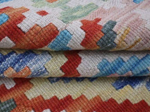 Close-up detail of New Modern Design rug from Pakistan showing Wool weave