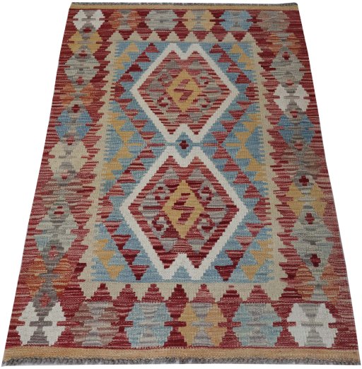 Full view of New Modern Design rug from Pakistan, 120 × 83 cm in Multi Color tones