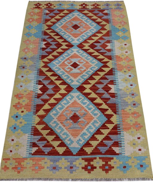 Full view of New Modern Design rug from Pakistan, 126 × 78 cm in Multi Color tones