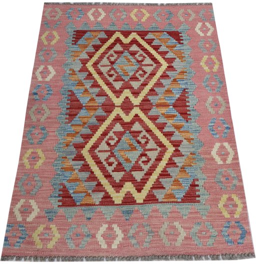 Full view of New Modern Design rug from Pakistan, 112 × 80 cm in Multi Color tones