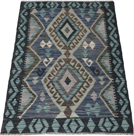 Full view of New Modern Design rug from Pakistan, 115 × 87 cm in Multi Color tones