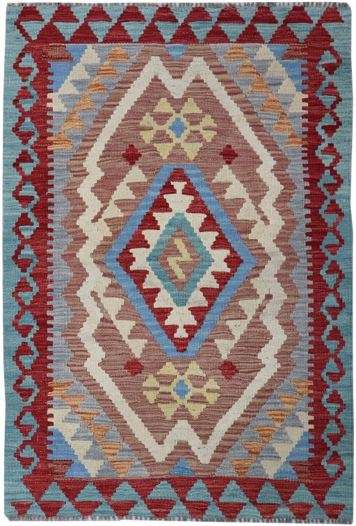Full view of New Modern Design rug from Pakistan, 118 × 84 cm in Multi Color tones