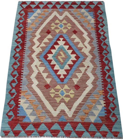 Full view of New Modern Design rug from Pakistan, 118 × 84 cm in Multi Color tones