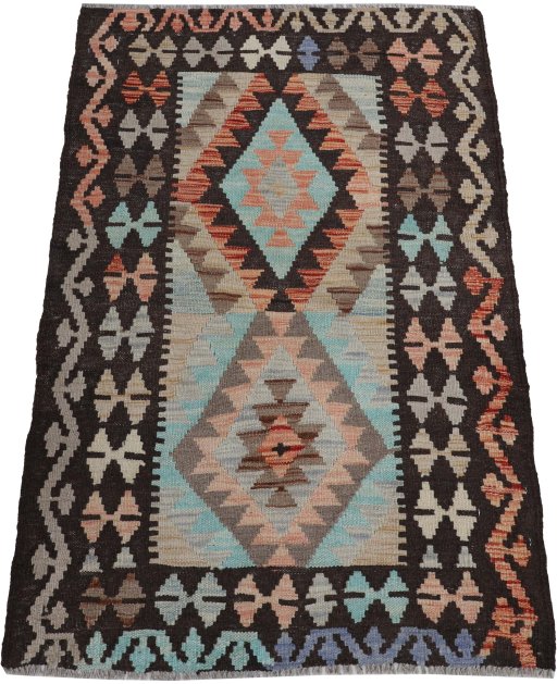 Full view of New Modern Design rug from Pakistan, 122 × 81 cm in Multi Color tones