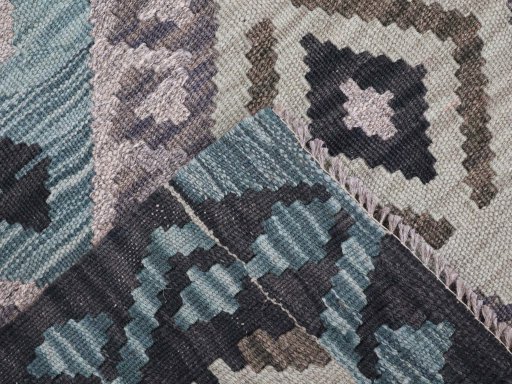 Surface texture of New Modern Design rug with natural Wool and intricate pattern