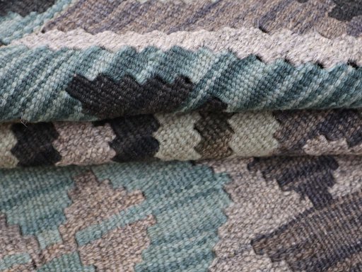 Close-up detail of New Modern Design rug from Pakistan showing Wool weave
