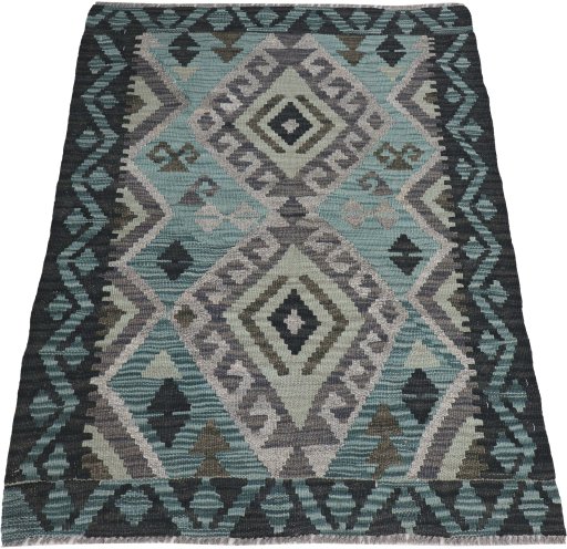 Full view of New Modern Design rug from Pakistan, 113 × 83 cm in Multi Color tones
