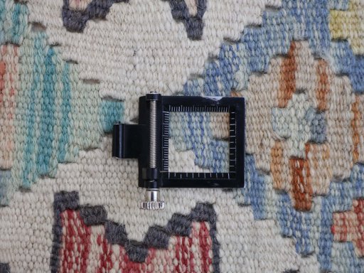 Corner detail of New Modern Design rug showing border pattern and Wool pile