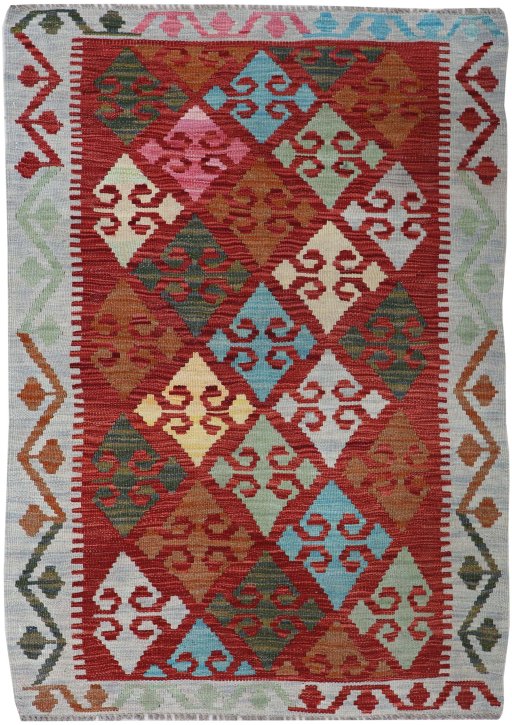 Full view of New Modern Design rug from Pakistan, 130 × 85 cm in Multi Color tones