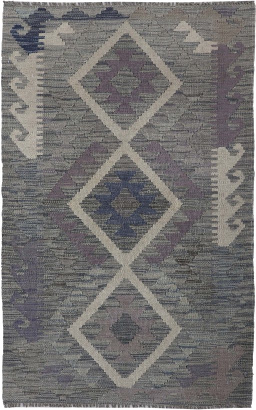 Full view of New Modern Design rug from Pakistan, 129 × 78 cm in Multi Color tones