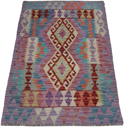 Full view of New Modern Design rug from Pakistan, 116 × 82 cm in Multi Color tones