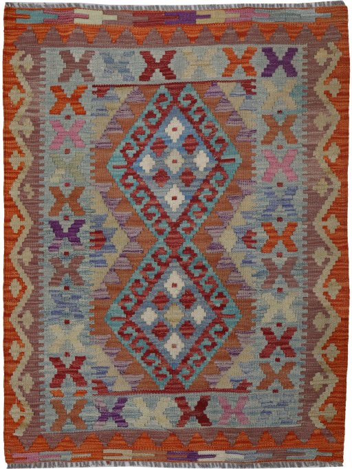 Full view of New Modern Design rug from Pakistan, 102 × 86 cm in Multi Color tones