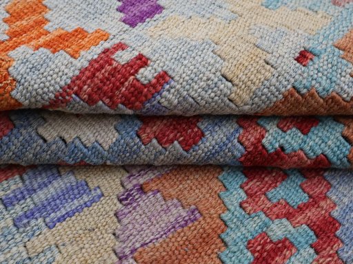 Close-up detail of New Modern Design rug from Pakistan showing Wool weave