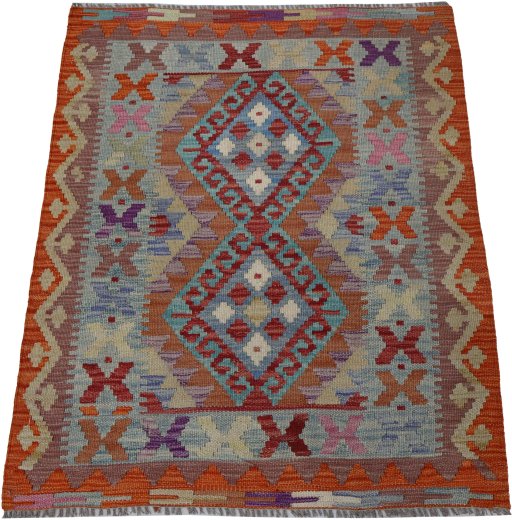 Full view of New Modern Design rug from Pakistan, 102 × 86 cm in Multi Color tones