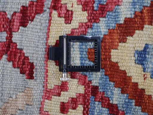 Corner detail of New Modern Design rug showing border pattern and Wool pile