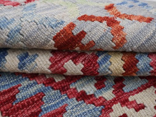 Close-up detail of New Modern Design rug from Pakistan showing Wool weave