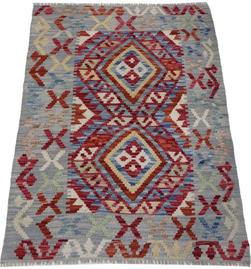 Full view of New Modern Design rug from Pakistan, 107 × 78 cm in Multi Color tones