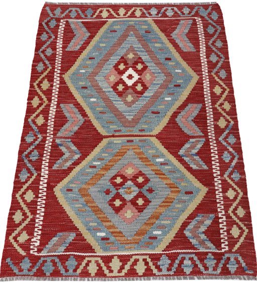 Full view of New Modern Design rug from Pakistan, 111 × 81 cm in Multi Color tones