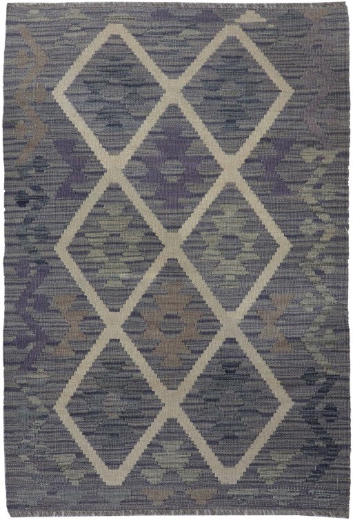 Full view of New Modern Design rug from Pakistan, 123 × 76 cm in Multi Color tones