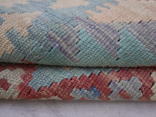 Close-up detail of New Modern Design rug from Pakistan showing Wool weave
