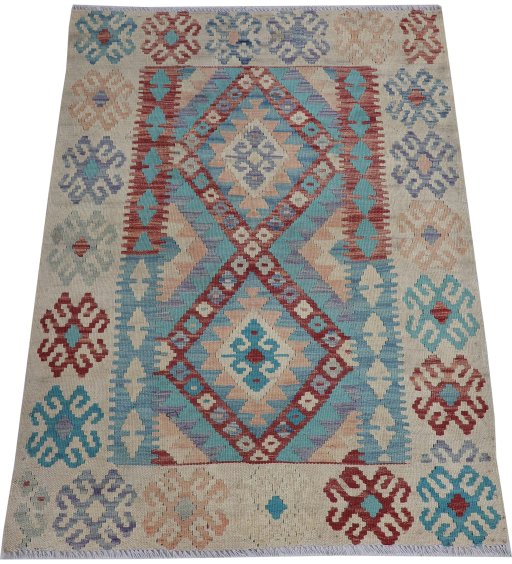 Full view of New Modern Design rug from Pakistan, 121 × 87 cm in Multi Color tones
