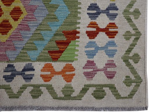 Close-up detail of New Modern Design rug from Pakistan showing Wool weave
