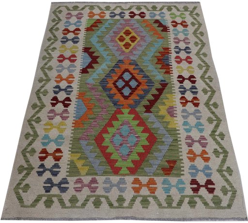 Full view of New Modern Design rug from Pakistan, 149 × 110 cm in Multi Color tones