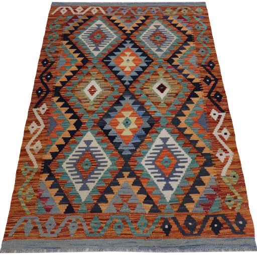Full view of New Modern Design rug from Pakistan, 149 × 104 cm in Multi Color tones