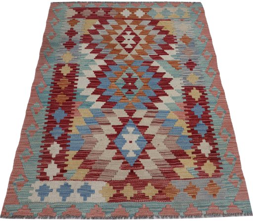 Full view of New Modern Design rug from Pakistan, 133 × 98 cm in Multi Color tones