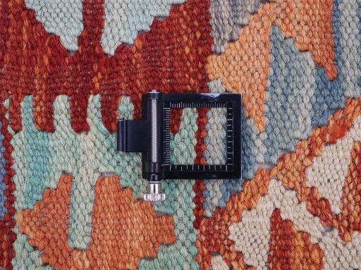 Corner detail of New Modern Design rug showing border pattern and Wool pile