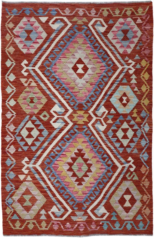Full view of New Modern Design rug from Pakistan, 149 × 103 cm in Multi Color tones