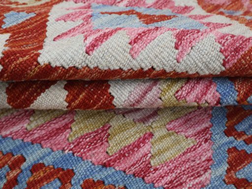Close-up detail of New Modern Design rug from Pakistan showing Wool weave