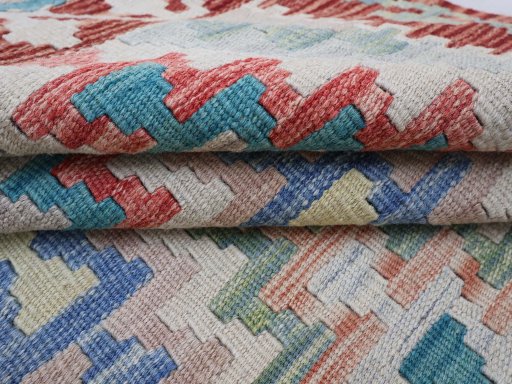 Close-up detail of New Modern Design rug from Pakistan showing Wool weave