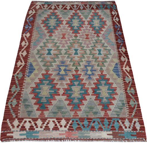 Full view of New Modern Design rug from Pakistan, 147 × 101 cm in Multi Color tones