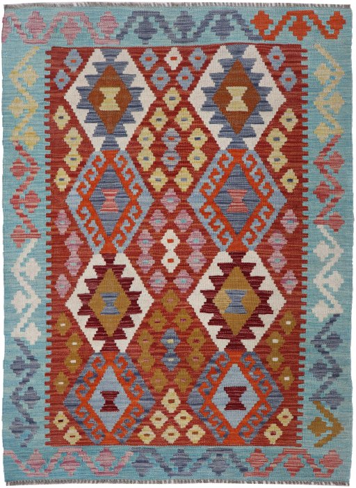 Full view of New Modern Design rug from Pakistan, 149 × 103 cm in Multi Color tones