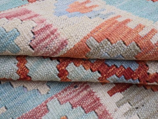 Close-up detail of New Modern Design rug from Pakistan showing Wool weave