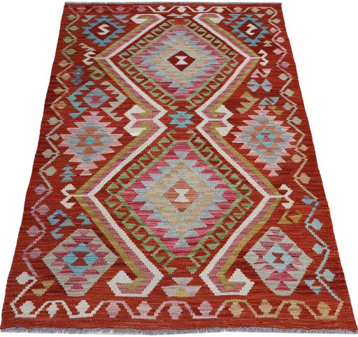 Full view of New Modern Design rug from Pakistan, 154 × 106 cm in Multi Color tones