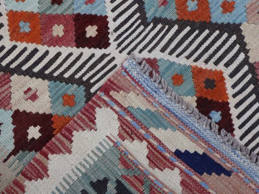 Surface texture of New Modern Design rug with natural Wool and intricate pattern
