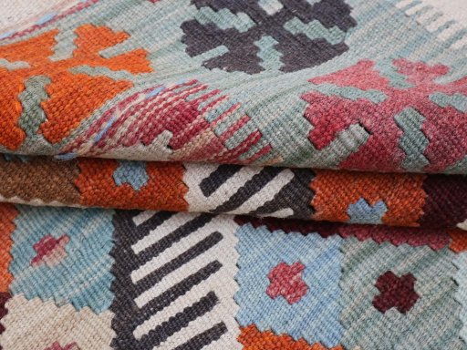 Close-up detail of New Modern Design rug from Pakistan showing Wool weave