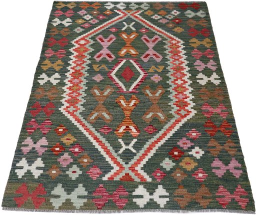 Full view of New Modern Design rug from Pakistan, 145 × 105 cm in Multi Color tones