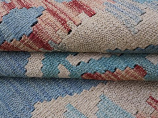 Close-up detail of New Modern Design rug from Pakistan showing Wool weave