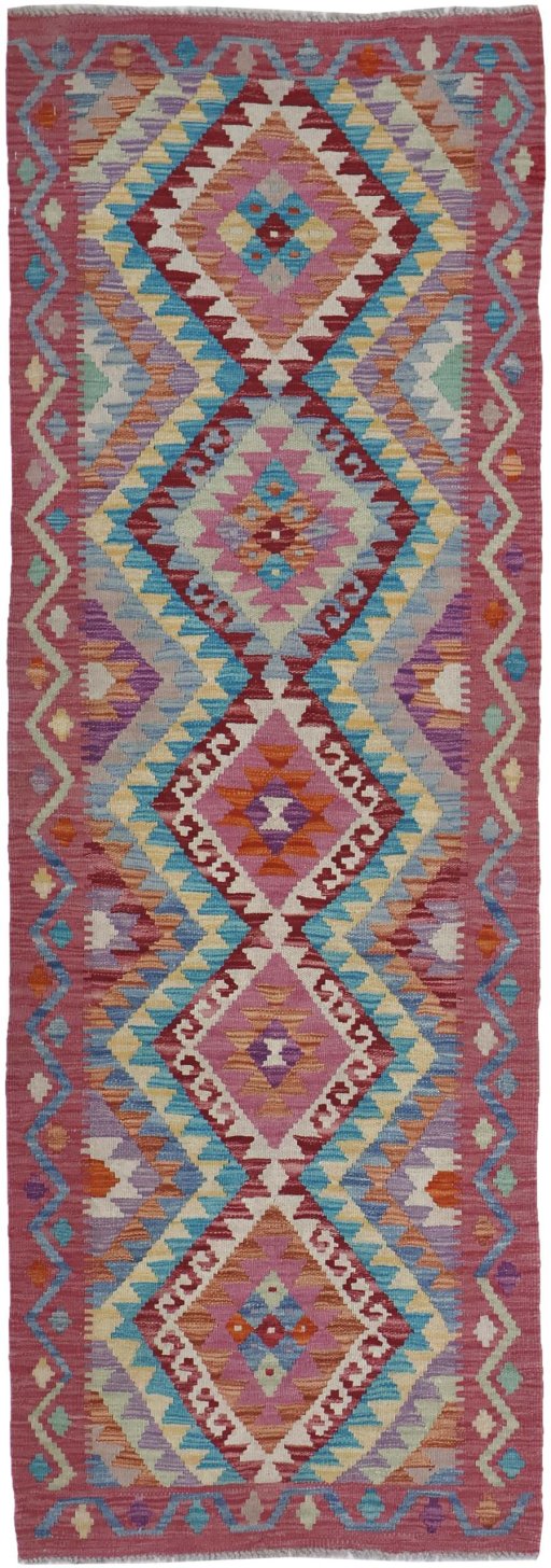Full view of New Modern Design rug from Pakistan, 228 × 79 cm in Multi Color tones