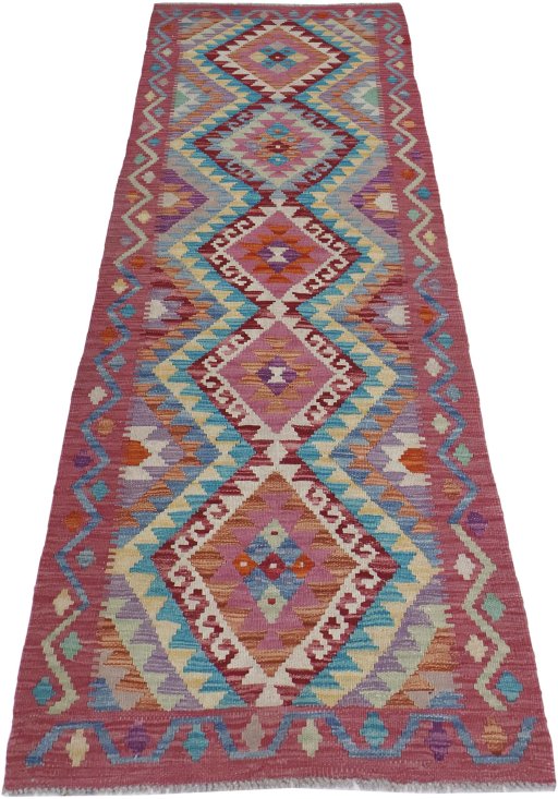 Full view of New Modern Design rug from Pakistan, 228 × 79 cm in Multi Color tones