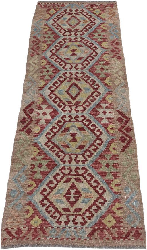 Full view of New Modern Design rug from Pakistan, 186 × 66 cm in Multi Color tones