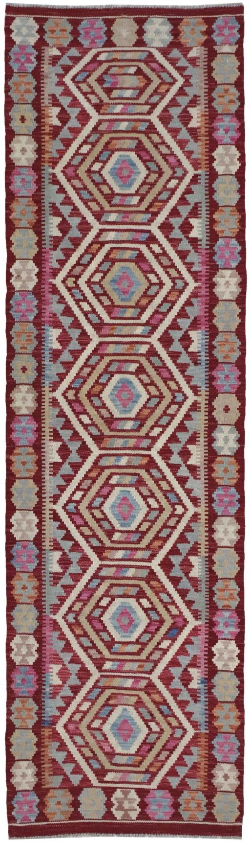 Full view of New Modern Design rug from Pakistan, 285 × 81 cm in Multi Color tones