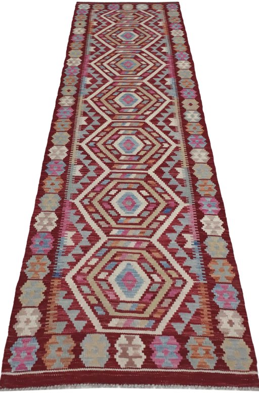 Full view of New Modern Design rug from Pakistan, 285 × 81 cm in Multi Color tones