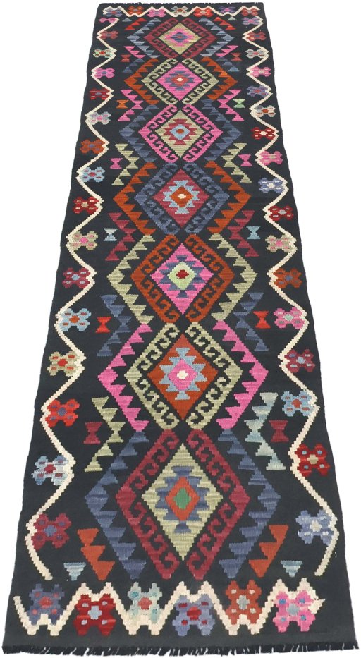 Full view of New Modern Design rug from Pakistan, 245 × 67 cm in Multi Color tones