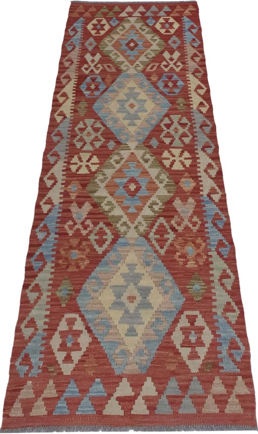 Full view of New Modern Design rug from Pakistan, 189 × 62 cm in Multi Color tones